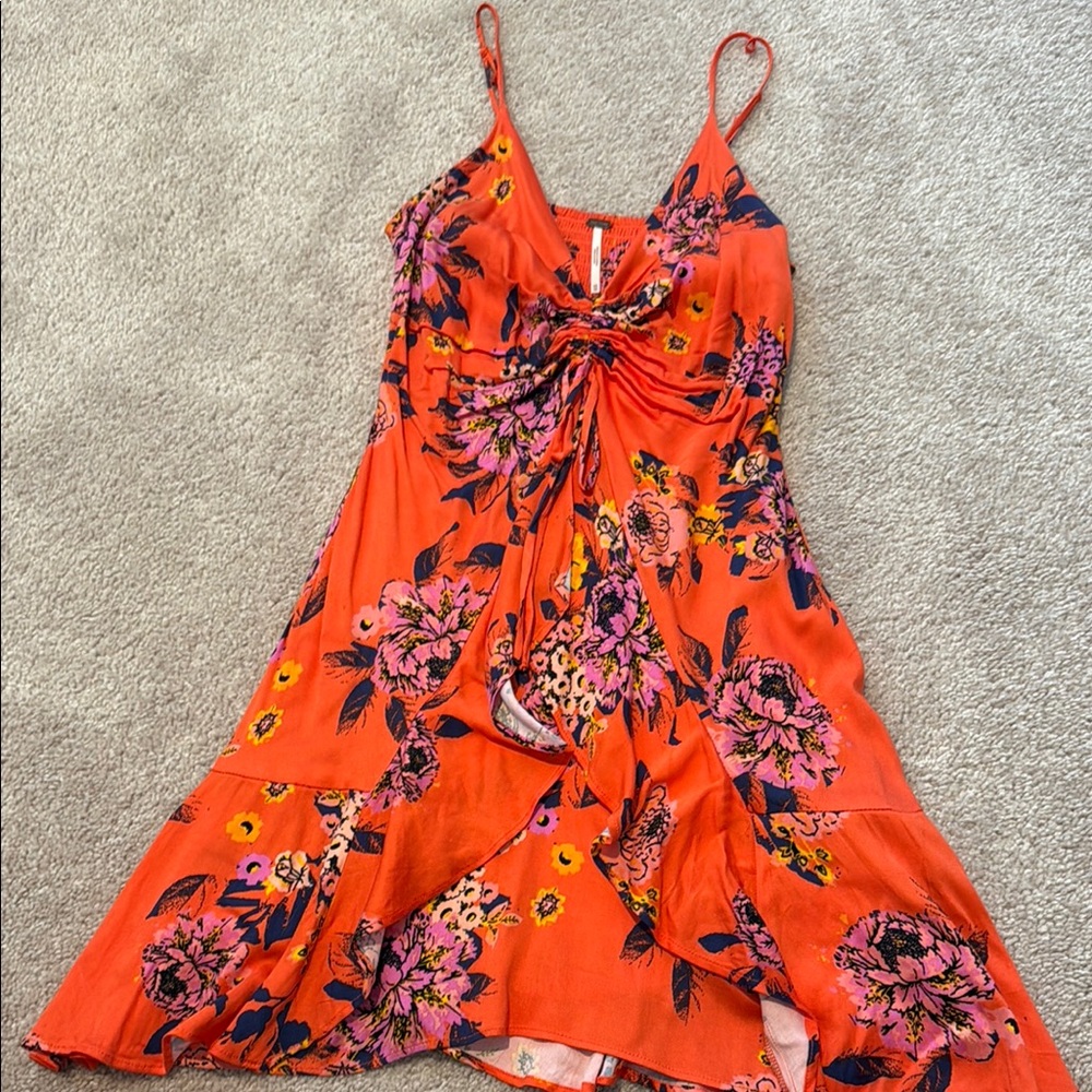 Free People Orange Floral Dress